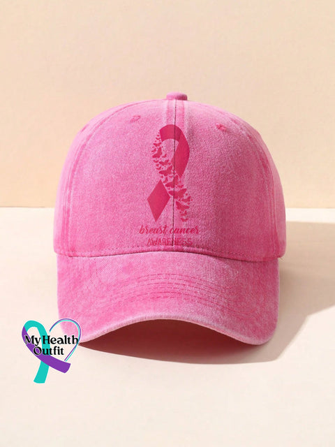 Breast Cancer Awareness Inspirational Pink Ribbon Print Hats / Onesize