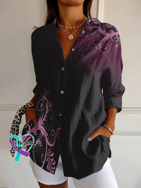 Breast Cancer Awareness Month Pink Art Print Casual Long Sleeve Shirt S