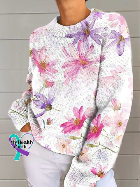 Women’s Breast Cancer Awareness Month Pink Casual Pullover Sweater Multicolor / M