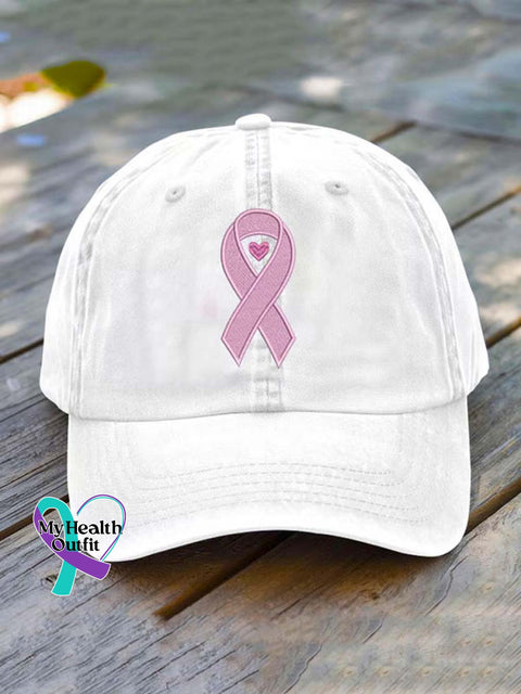 Breast Cancer Awareness Pattern Art Print Hats White / Onesize
