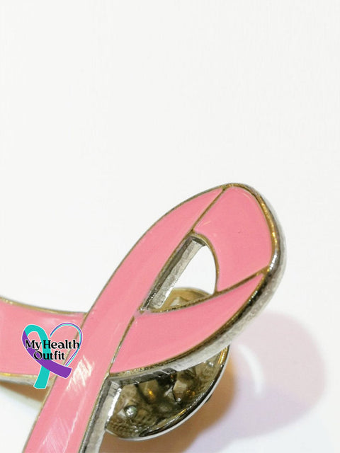 Breast Cancer Awareness Pin Pink Ribbon Circle