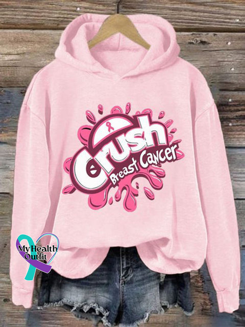 Breast Cancer Awareness Pink Ribbon Crush Print Casual Sweatshirt / S