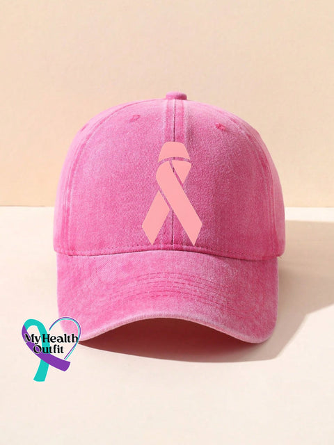 Breast Cancer Awareness Pink Ribbon Print Hats