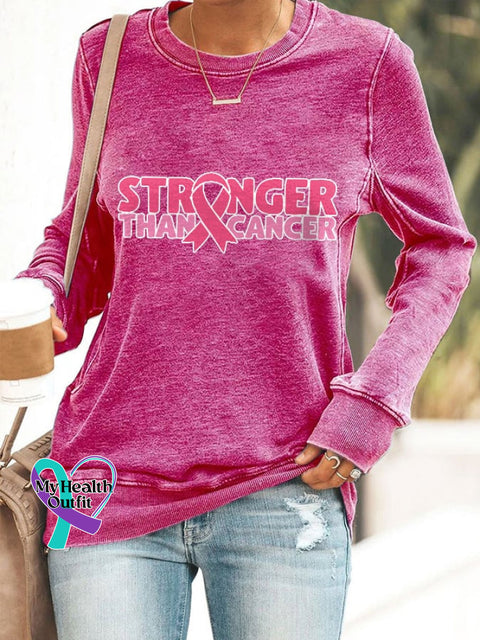 Breast Cancer Awareness Pink Ribbon Stronger Than Print Sweatshirt Dark Pink / S
