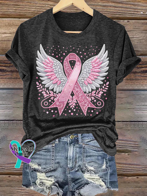 Breast Cancer Awareness Pink Ribbon T-shirt Black / S