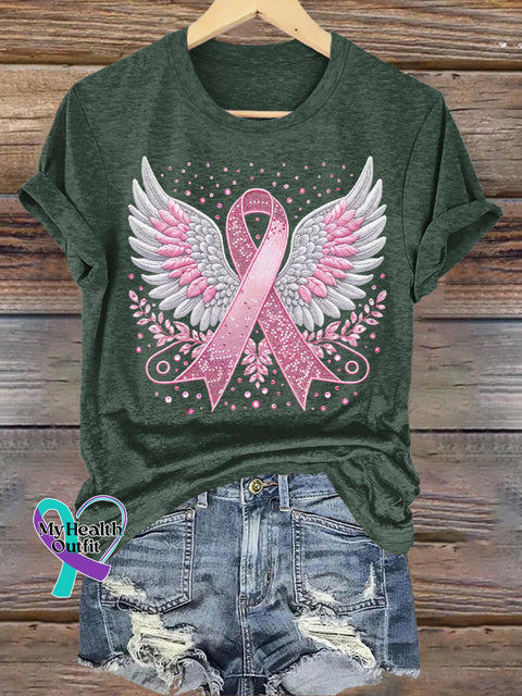 Breast Cancer Awareness Pink Ribbon T-shirt Green / S