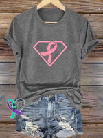 Breast Cancer Awareness Pink Ribbon T-shirt Grey / S