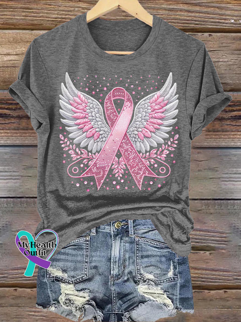 Breast Cancer Awareness Pink Ribbon T-shirt Grey / S