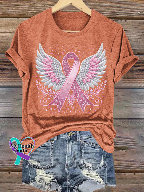 Breast Cancer Awareness Pink Ribbon T-shirt Orange / S