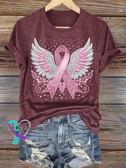 Breast Cancer Awareness Pink Ribbon T-shirt Red / S