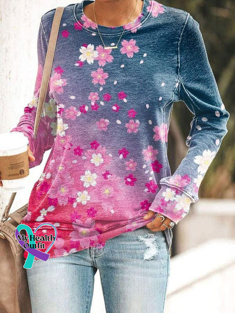 Breast Cancer Awareness Print Casual Sweatshirt As Shown / S
