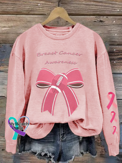 Breast Cancer Awareness Print Casual Sweatshirt Pink / S