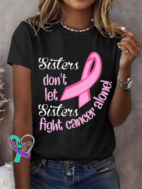 Breast Cancer Awareness Print T-Shirt Black / S