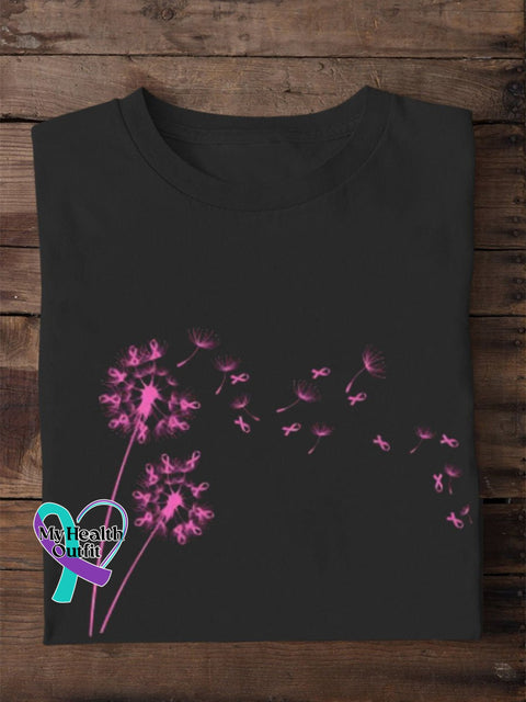Breast Cancer Awareness Print T-Shirt Black / S