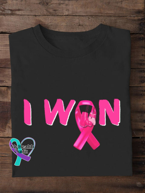 Breast Cancer Awareness Print T-Shirt Black / S