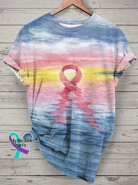 Breast Cancer Awareness Print T-Shirt Multicolor / S