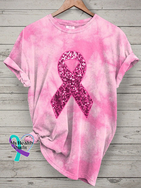 Breast Cancer Awareness Print T-Shirt Multicolor / S
