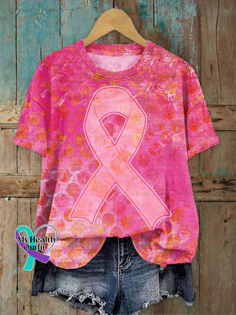 Breast Cancer Awareness Print T-Shirt Pink / S