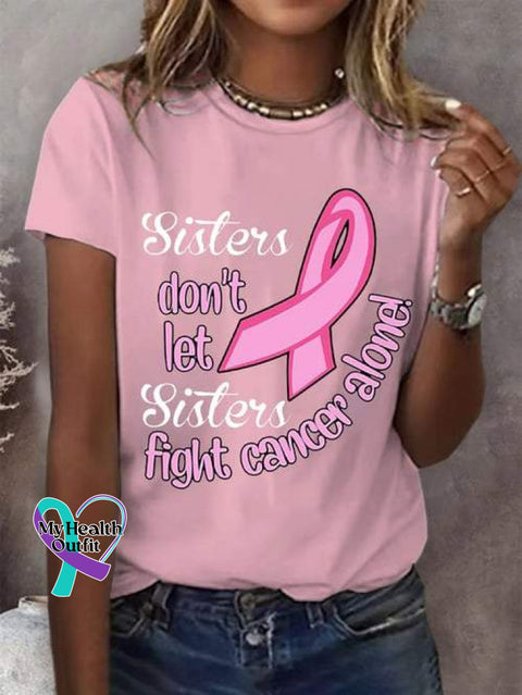Breast Cancer Awareness Print T-Shirt Pink / S