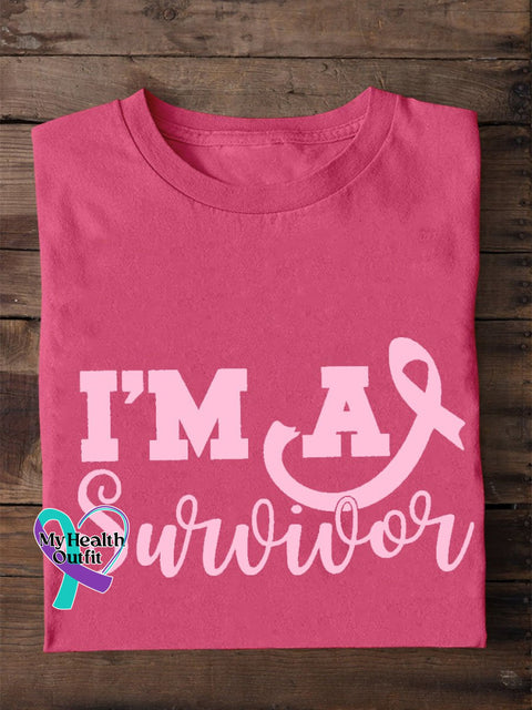Breast Cancer Awareness Print T-Shirt Pink / S