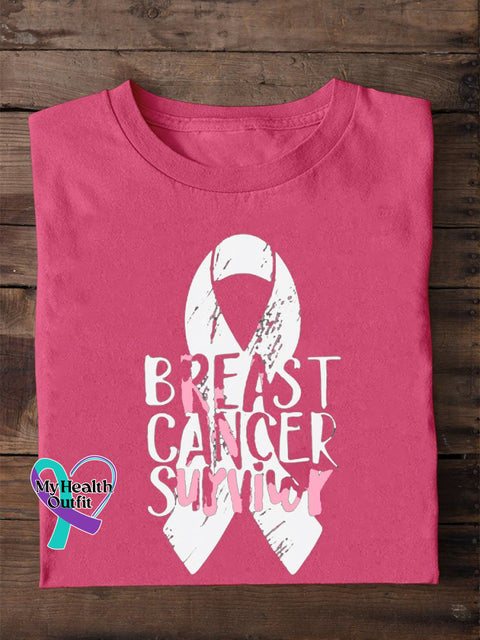 Breast Cancer Awareness Print T-Shirt Pink / S