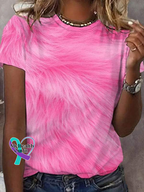 Breast Cancer Awareness Print T-Shirt Pink / S