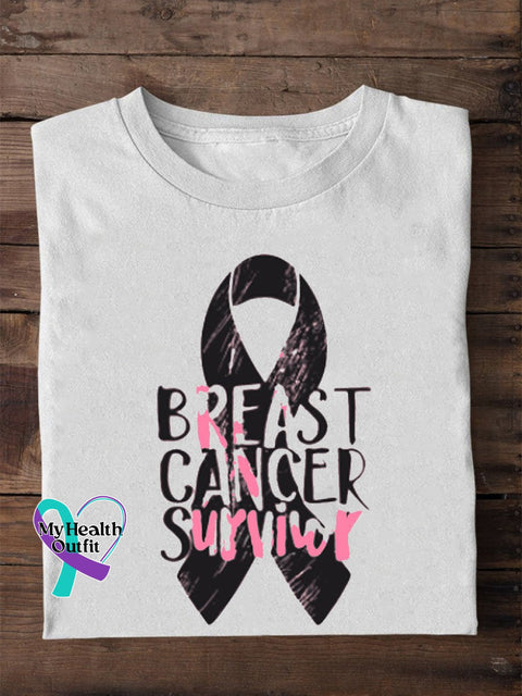 Breast Cancer Awareness Print T-Shirt White / S
