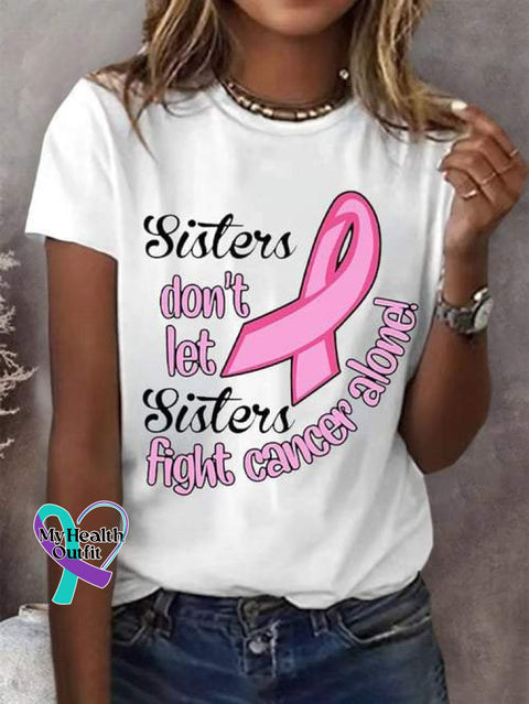 Breast Cancer Awareness Print T-Shirt White / S