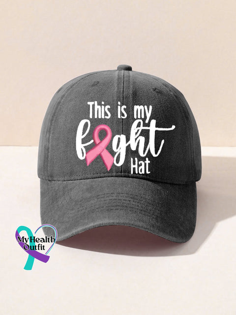 Breast Cancer Awareness Ribbonthis Is My Fight Hat Print Casual Hats Gray / Onesize