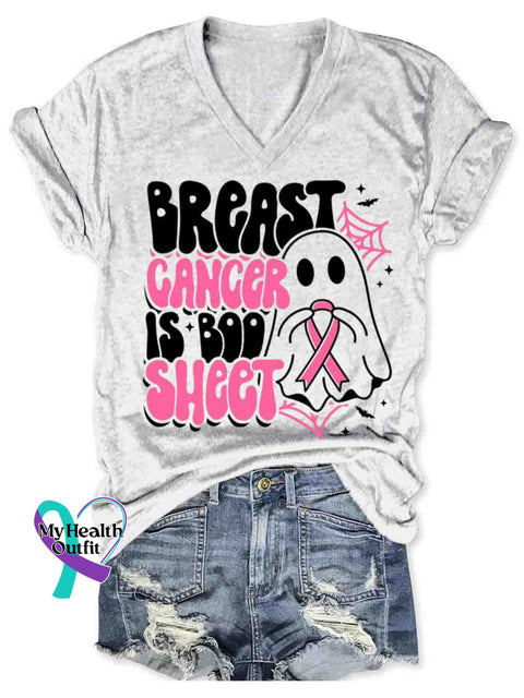 Breast Cancer Awareness V-neck Casual T-Shirt White / S
