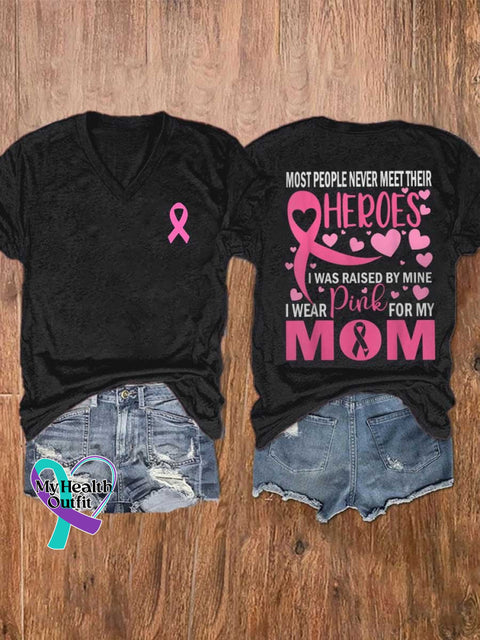 Breast Cancer Awareness Wear Pink For My Mom Support Kids T-Shirt Multicolor / S