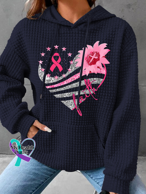 Breast Cancer Bundle In October We Wear Pink Simple Loose Hoodie Blue / S(6-8)