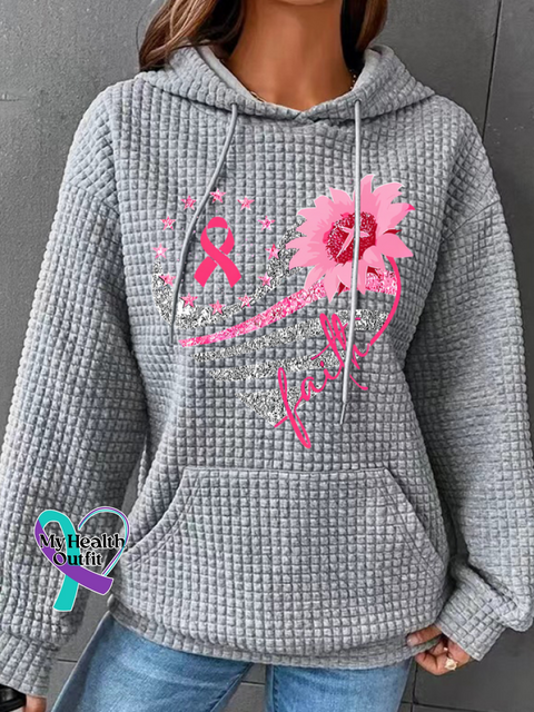 Breast Cancer Bundle In October We Wear Pink Simple Loose Hoodie Gray / S(6-8)