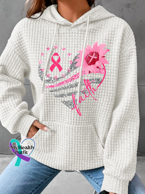 Breast Cancer Bundle In October We Wear Pink Simple Loose Hoodie White / S(6-8)