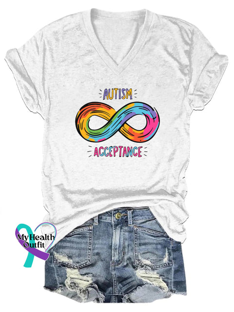 Breast Cancer Hope Printed Casual V-Neck Short Sleeve T-Shirt White / M