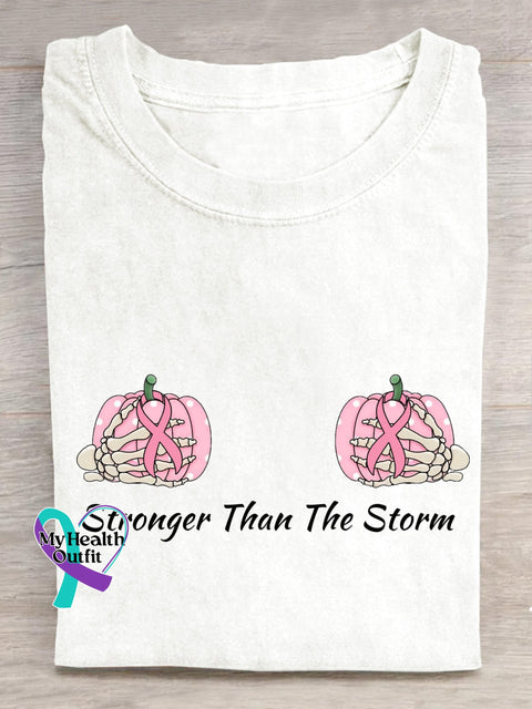 Breast Cancer Pink Ribbon Pumpkin T-Shirt White / S