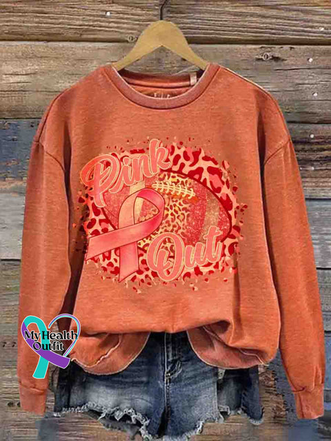 Breast Cancer Woman Holding Flower Printed Sweatshirt Orange / Xl