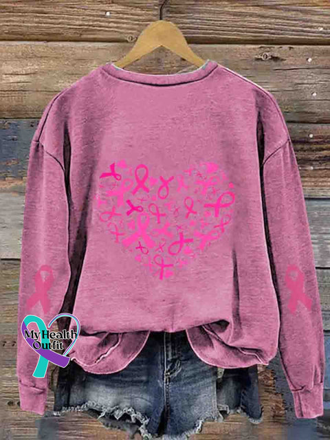 Breast Cancer Women Heart Shaped Art Retro Print T-Shirt Pink / S