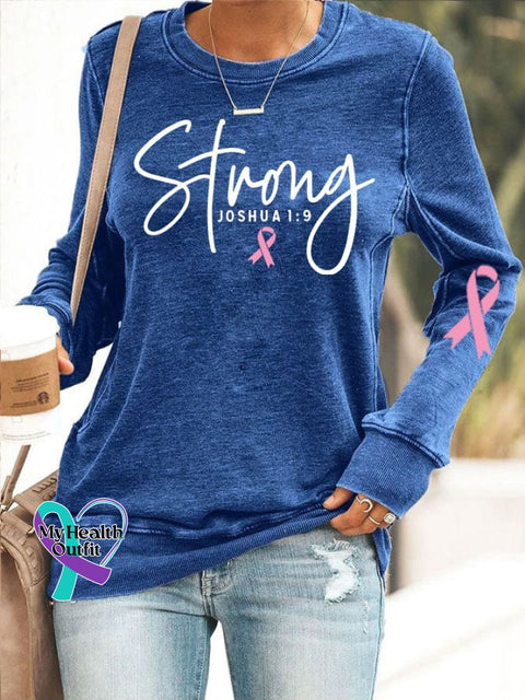 Breast Cancer Women’s Casual Printed Hoodie Blue / S