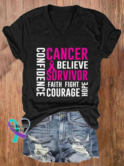 Breast Cancer Women’s Casual Printed T-Shirt Black / S
