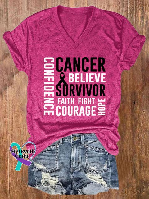 Breast Cancer Women’s Casual Printed T-Shirt Fuchsia / S