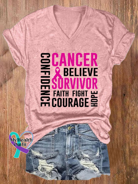 Breast Cancer Women’s Casual Printed T-Shirt Pink / S