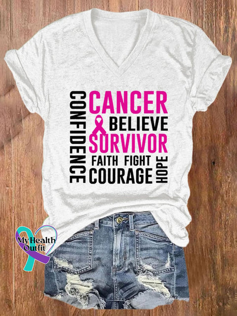 Breast Cancer Women’s Casual Printed T-Shirt White / S