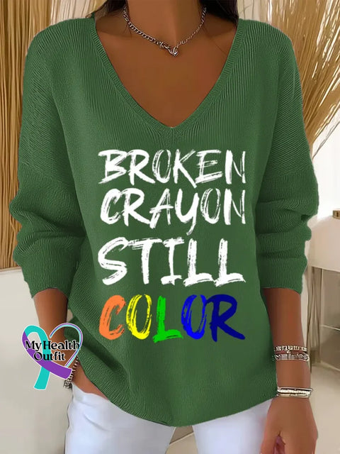 Broken Crayon Still Color Art Print Casual Hoodie Sweatshirt Green / S