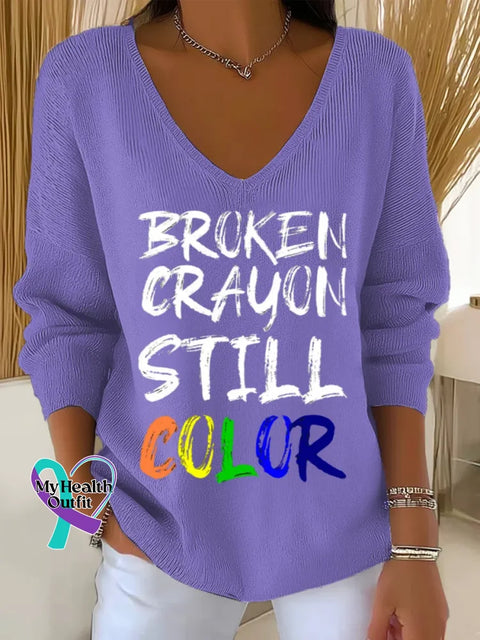 Broken Crayon Still Color Art Print Casual Hoodie Sweatshirt Purple / S