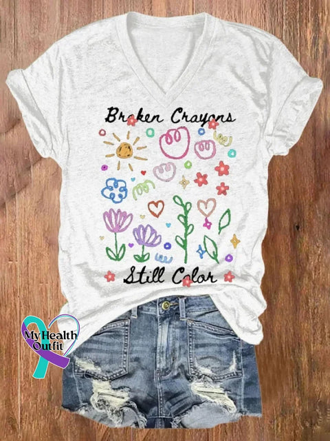 Broken Crayon Still Color Art Print T-shirt White / S