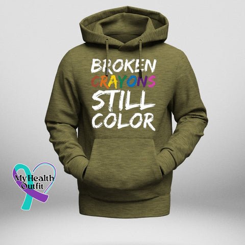 Broken Crayon Still Smiling Long Sleeve Hooded Knitted Hoodie Army Green / S