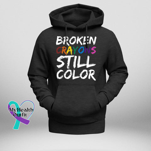 Broken Crayon Still Smiling Long Sleeve Hooded Knitted Hoodie Black / S
