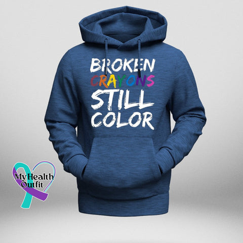Broken Crayon Still Smiling Long Sleeve Hooded Knitted Hoodie Dark Blue / S