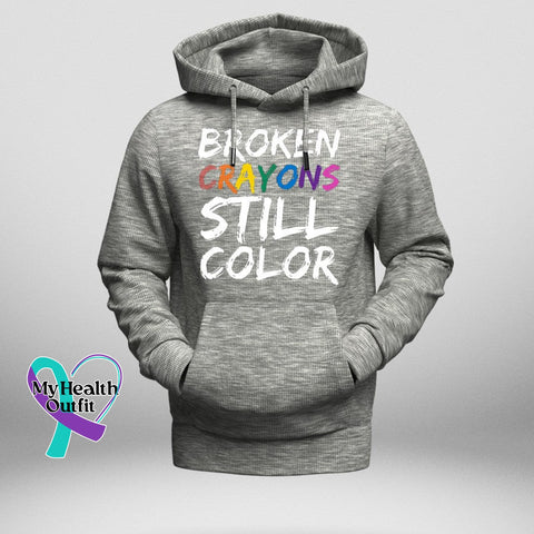 Broken Crayon Still Smiling Long Sleeve Hooded Knitted Hoodie Grey / S